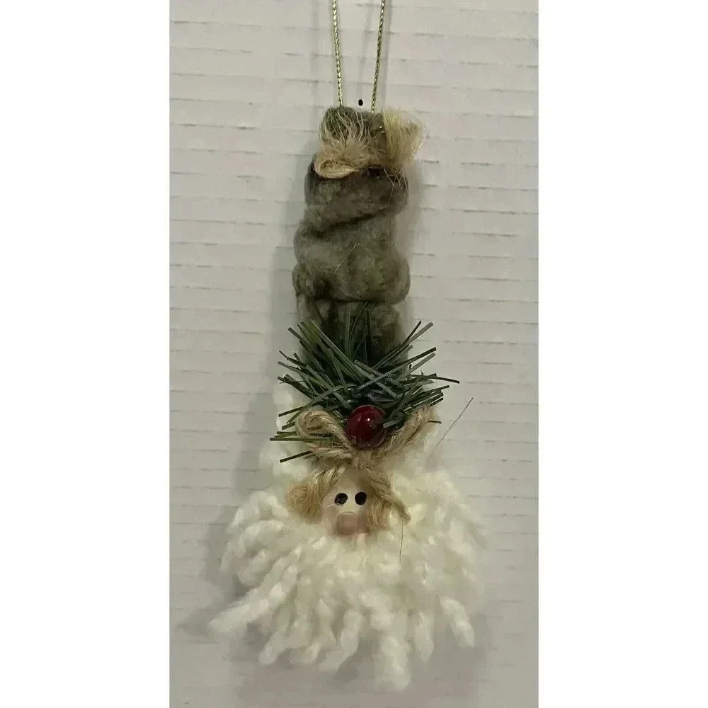 Santa Fabric Christmas Ornament 6 1/4‎ Inches Holiday Vintage Handmade Whimsy